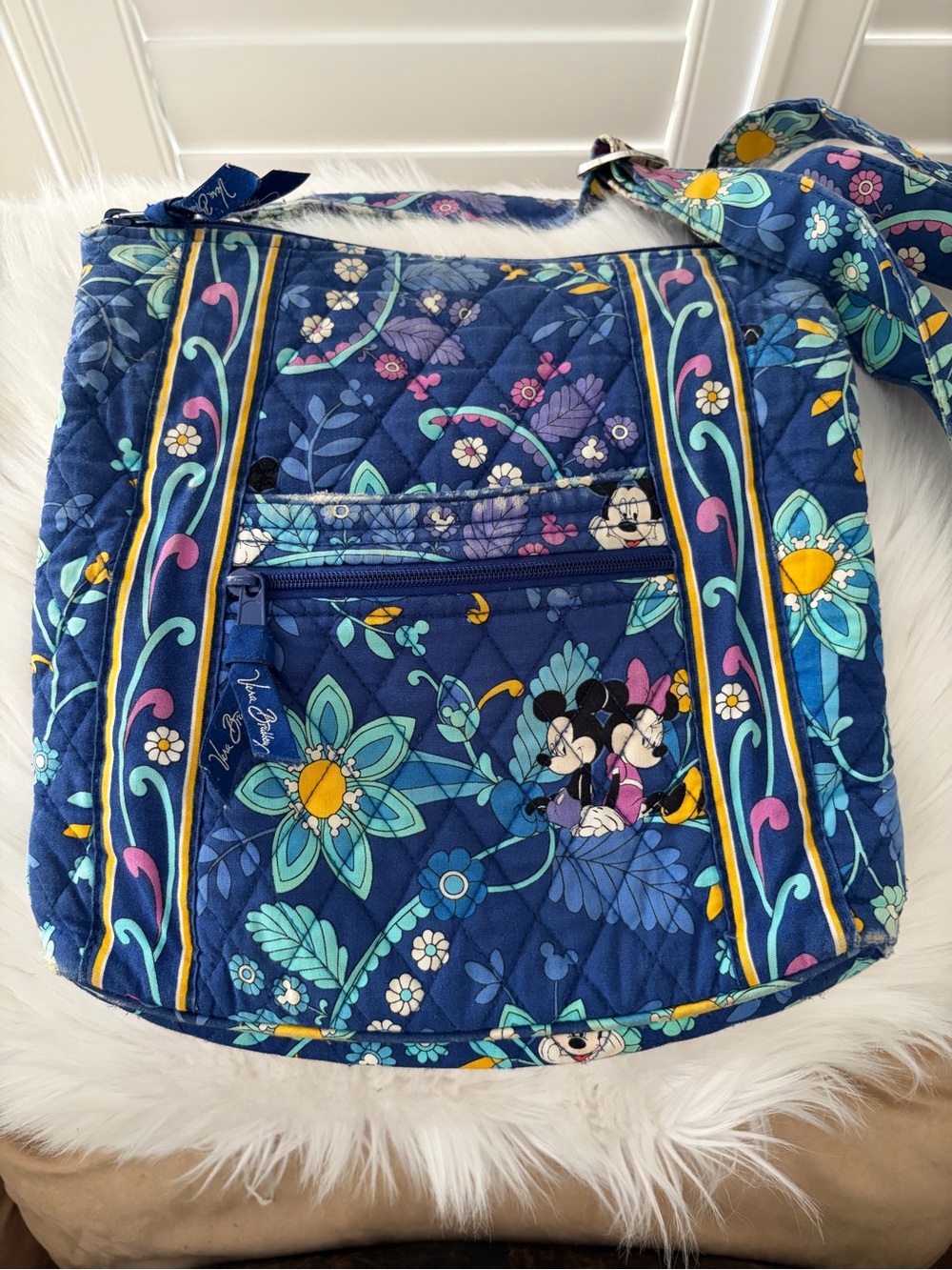 Vera Bradley Navy Blue Quilted Disney Floral Crossbody